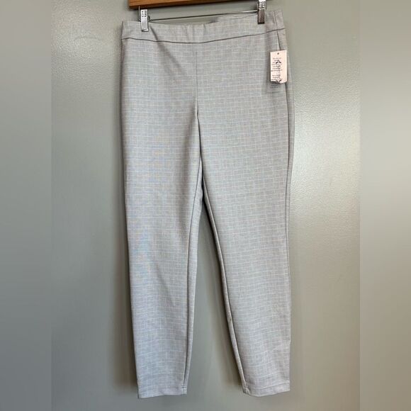 Nanette Lepore pull on grey white checkered ankle pants academia professional - Picture 13 of 16